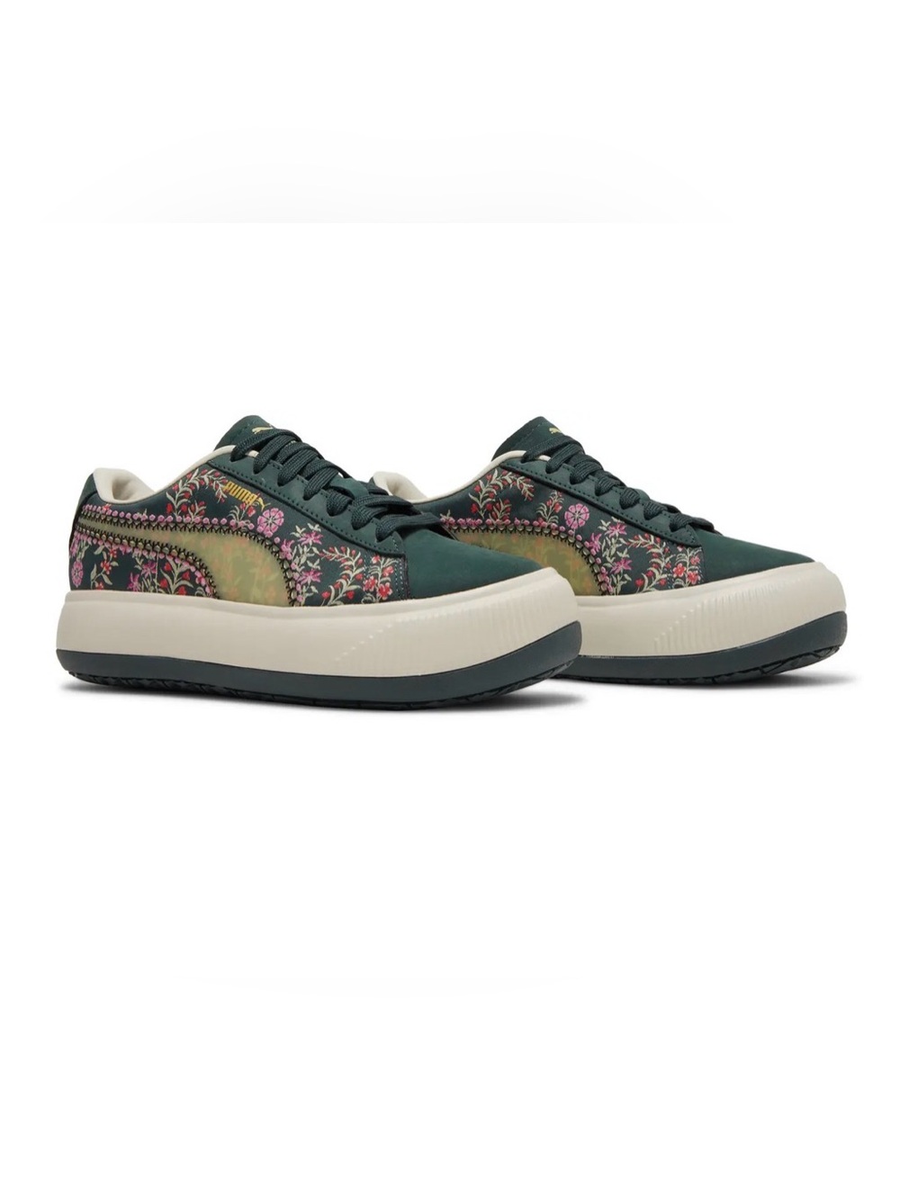 Puma X Liberty Green Suède Platform Sneakers
